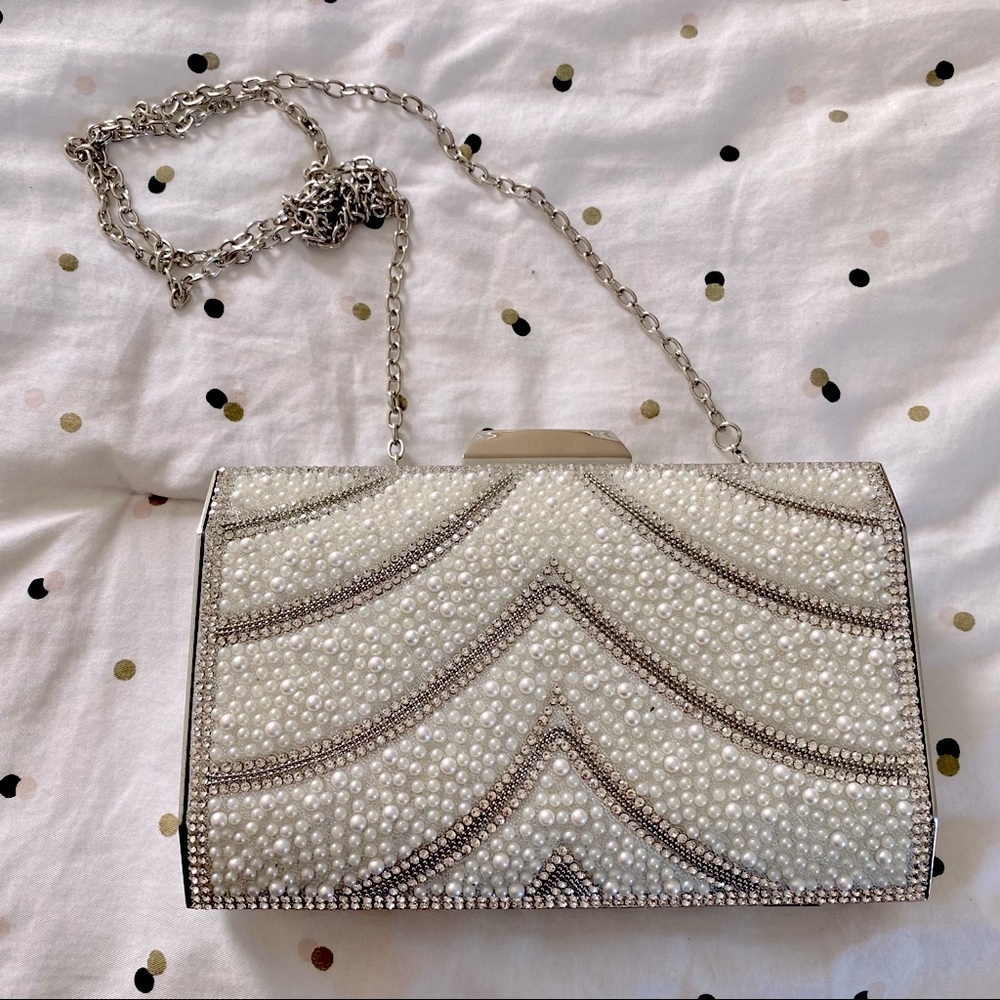 Silver Pearled Clutch, brand new.